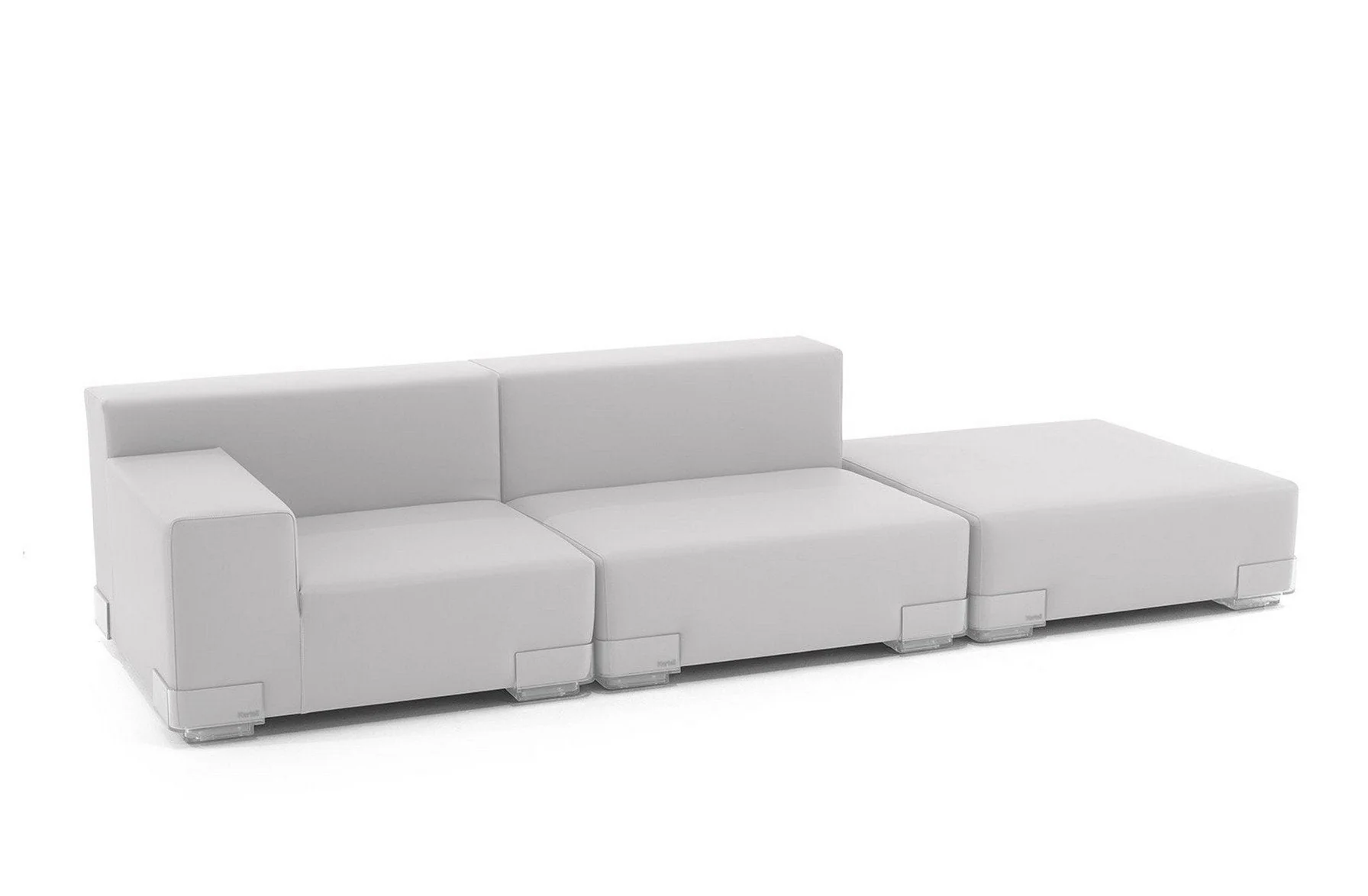 Plastics Tech Fabric Sofa with Right Ottoman
